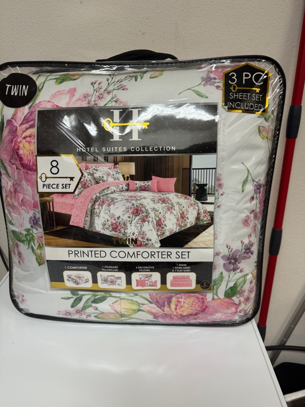 Twin Printed Comforter Set - Pink Floral